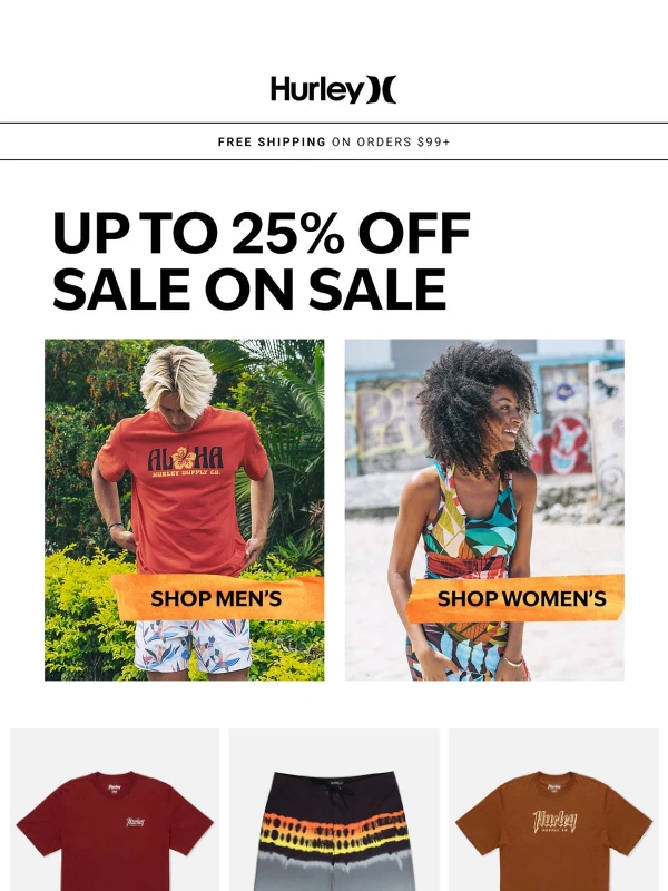 Hurley - SALE ON SALE: UP TO 25 % off