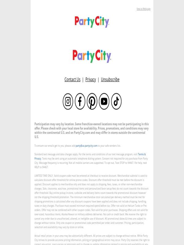 Party City - New Price Cuts – 70-80% off!