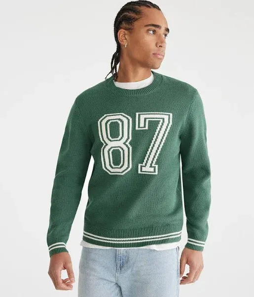 Aeropostale Men's 87 Graphic Cotton Sweater