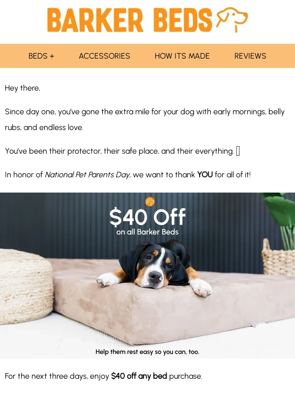 Big Barker - Celebrate Pet Parents Day with $40 Off! ?