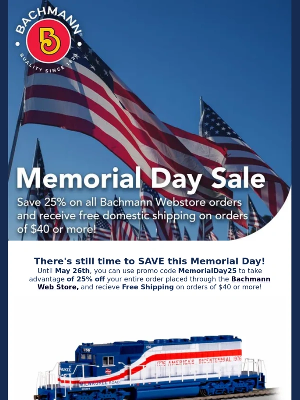 Bachmann Trains - There's still time to SAVE!