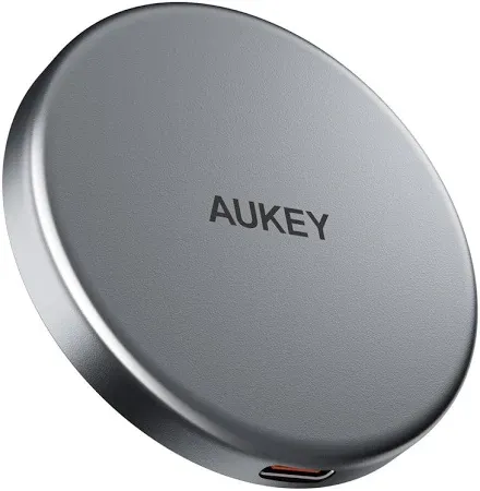 Aukey MagFusion Aura 15W Qi2 Certified Magnetic Fast Wireless Charger 3ft Usb C-C Cable Included