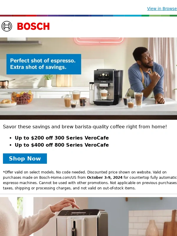 Bosch - Save up to $400 off Countertop espresso machines!*