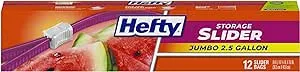 [S&S] $3.73*: 12-Count 2.5-Gallon Hefty Slider Jumbo Storage Bags at Amazon