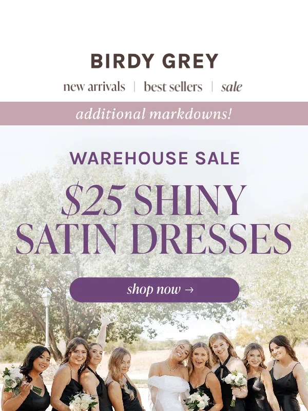 Birdy Grey - Shiny satin dresses are now $25!