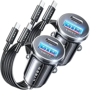 2-pack LISEN 54W USB C Car Charger USB Adapter