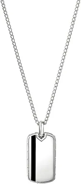 John Hardy Sterling Silver Enamel Tag Necklace