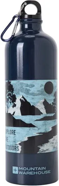 Mountain Warehouse 1L Printed Metallic Bottle with Karabiner