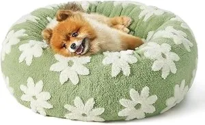 Lesure - Small Dog and Cat Bed, 23 Inch, Round Calming Beds, Green