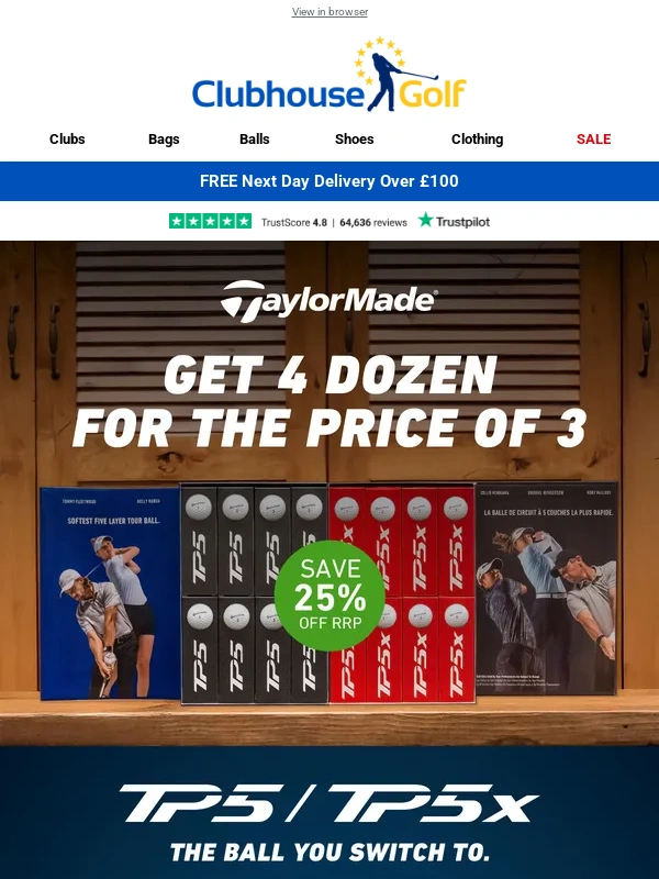 Clubhouse Golf - Golf balls | FREE TaylorMade TP5 dozen offer ⛳