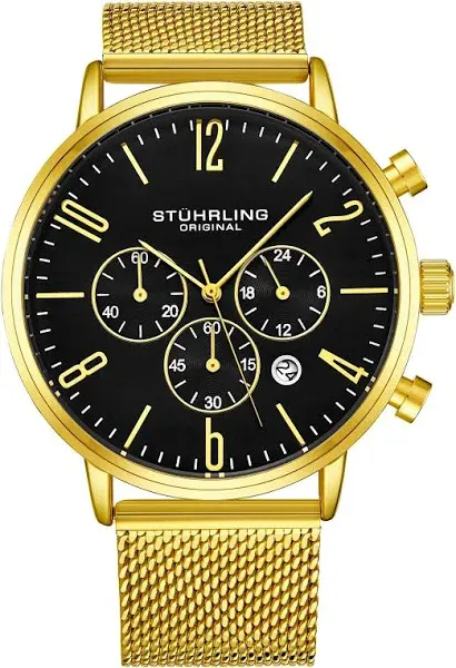 Stuhrling Men's Monaco Date Chronograph Mesh Bracelet Watch