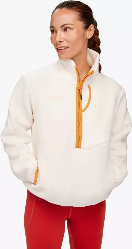 Hoka One HOKA Women's Ridgetop Half-Zip Fleece in Eggnog, Size Medium
