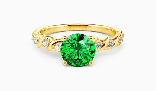 You're My Life Line" Round Cut Side Stone Engagement Ring