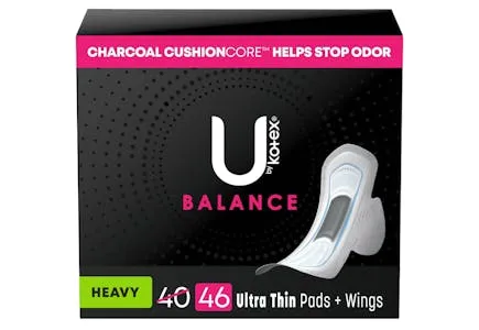 U by Kotex Balance Ultra Thin Pads with Wings