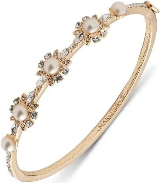 Marchesa Women's Gold-Tone Pearl Bangle Bracelet
