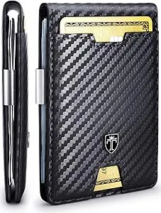 TRAVANDO Mens Slim Wallet with Money Clip AUSTIN RFID Blocking Bifold Credit Card Holder for Men with Gift Box (Carbon)