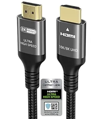 10K 8K 4K - HDMI Cable, 48Gbps, 10 FT, Certified Ultra High Speed, 4K 240Hz 144Hz 120Hz 8K60Hz