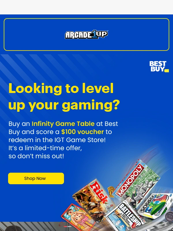Arcade1Up - Game On! $100 in Free Games with Your Infinity Game Table Purchase!
