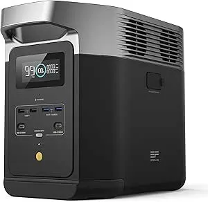 EF ECOFLOW Portable Power Station DELTA 2, 1024Wh LiFePO4 (LFP) Battery, 1800W AC/100W USB-C Output, Solar Generator(Solar Panel Optional) for Home Backup Power, Camping & RVs