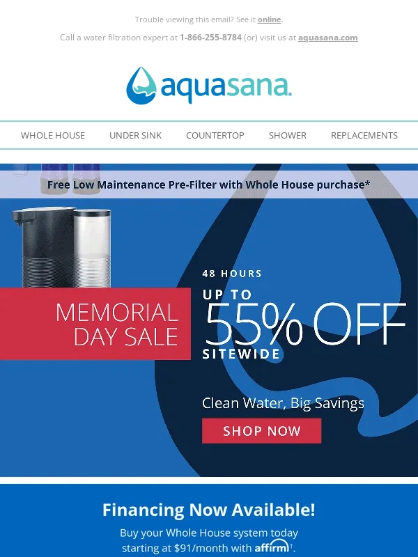 Aquasana - Hurry ?‍♀️ Up to 55% OFF sitewide ends in just 48 hours