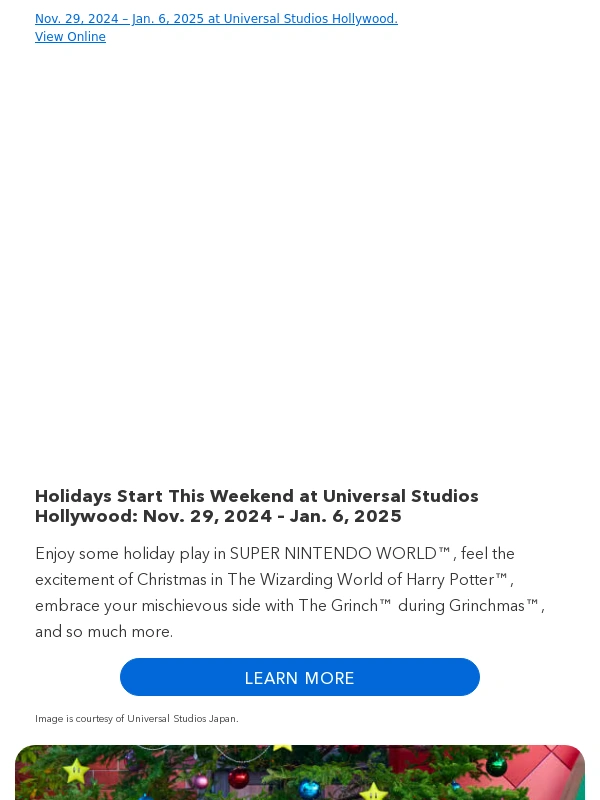 Universal Studios Hollywood - Holidays at Universal Start This Weekend
