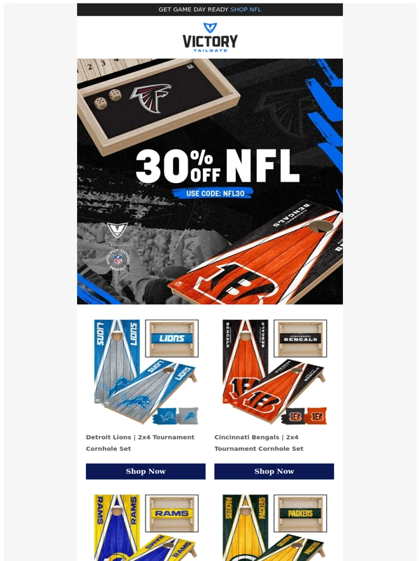Victory Tailgate - ? 30% Off NFL Games + Gear