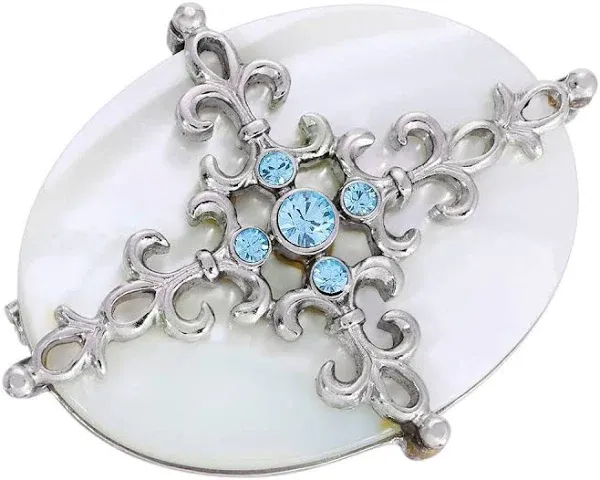 Aquamarine Cross Brooch