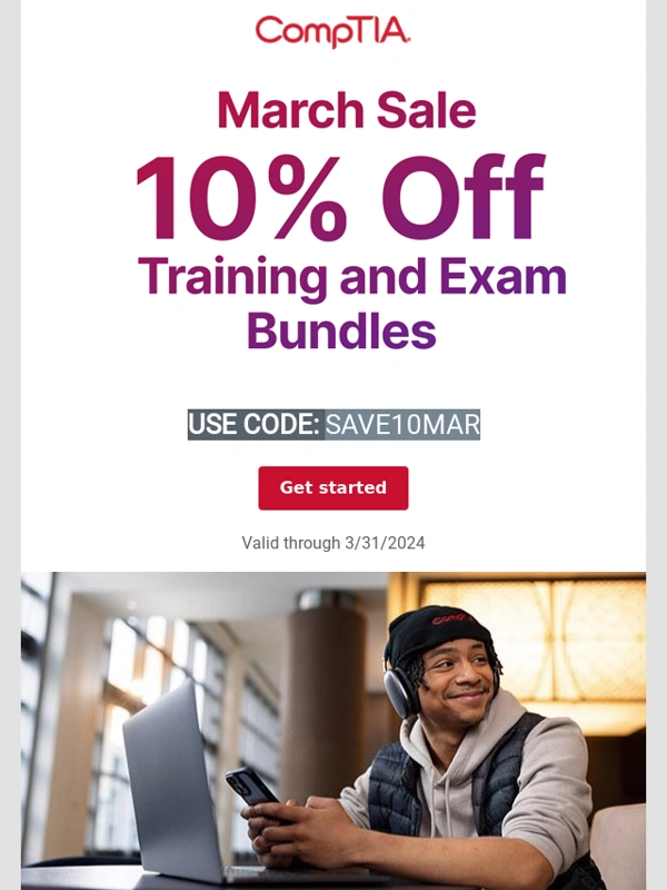 CompTIA - SAVE 10% Off Training and Exam Bundles Today!