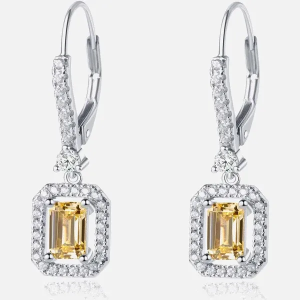 CARAT* London Women's Moxie Emerald Cut Drop Earrings in Sterling Silver