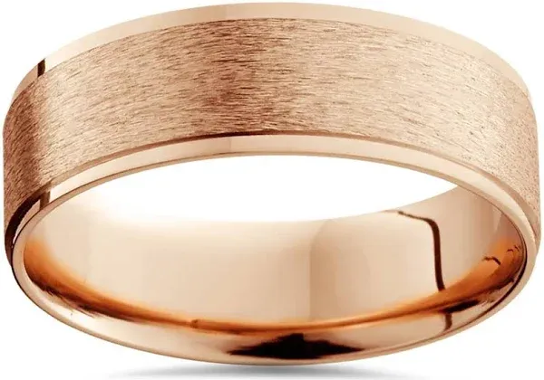 Bliss Diamond 14K Rose Gold Brushed Wedding Band