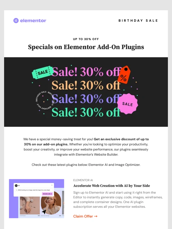 Elementor - Exclusive: Save up to 30% on Elementor Plugins