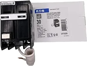 EATON CORPORATION - GFTCB230 Ground Fault Circuit Breaker, 30 A, 120/240 Vac, 10 Kaic, 2 Poles