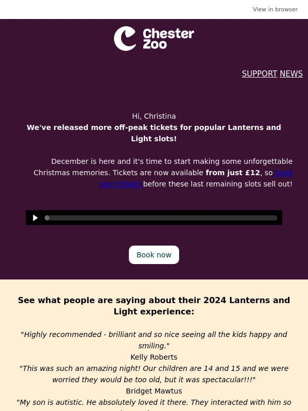 Chester Zoo - More off-peak tickets released for Lanterns and Light✨