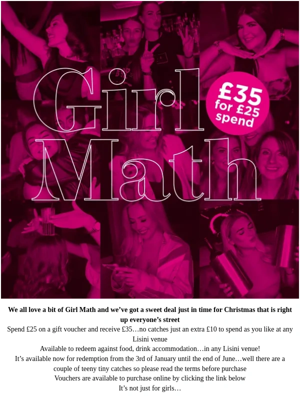 Lisini - SPEND £25 GET £35 VOUCHER!