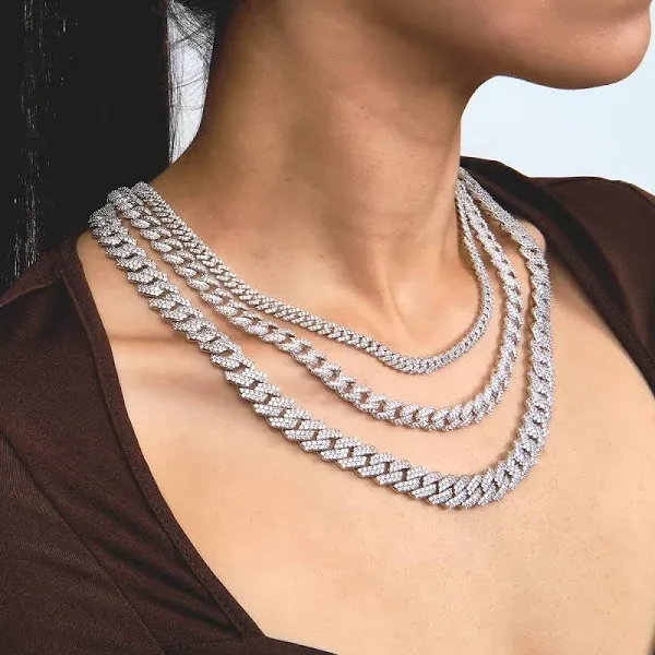 GLD White Gold Diamond Cuban Necklaces Bundle