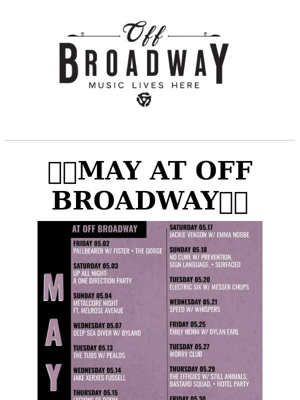 Off Broadway - ??MAY AT OFF BROADWAY??