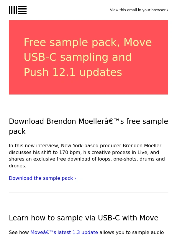 Ableton - Download free samples from Brendon Moeller