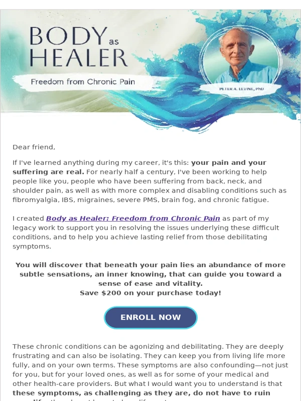 Sounds True - Heartfelt Message from Peter A. Levine,PhD
