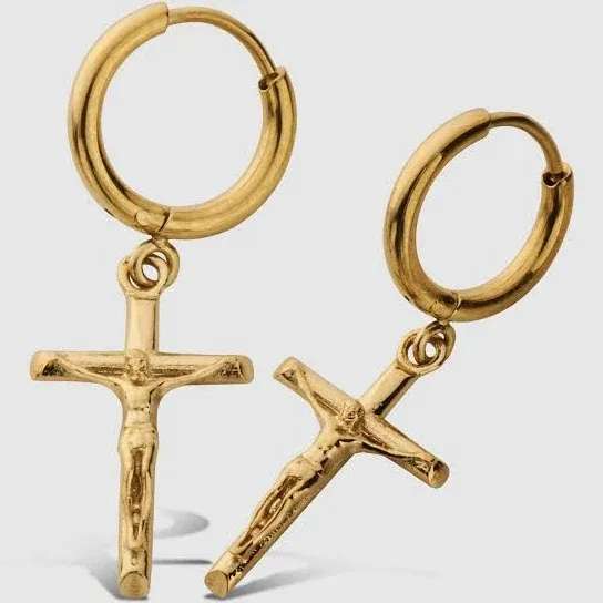 CRAFTD Gold Cross Men's Hoop Earring