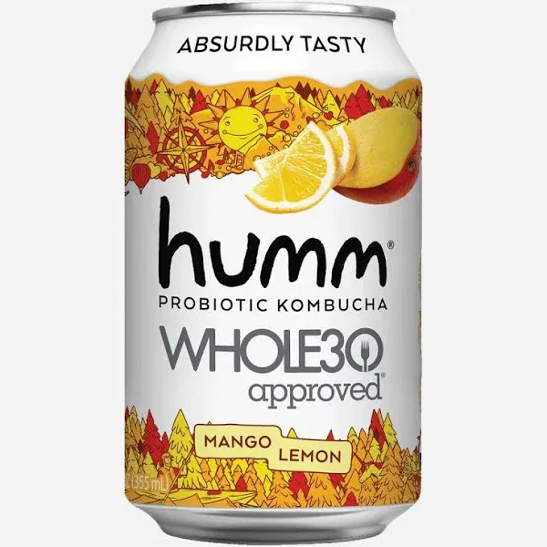 Humm Kombucha Whole30 Approved Mango Lemon Kombucha