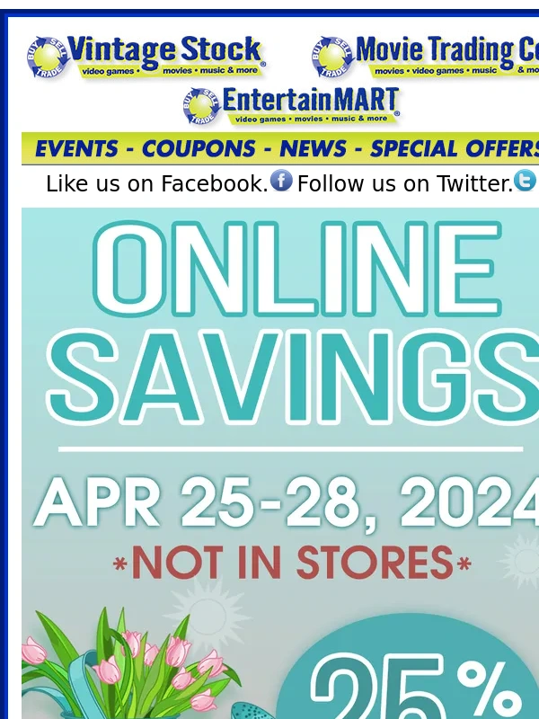 Vintage Stock - Website sale - 25% off pre-owned! April 25-28
