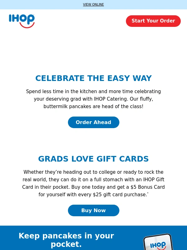 IHOP - Grad parties,comin’ in hot!