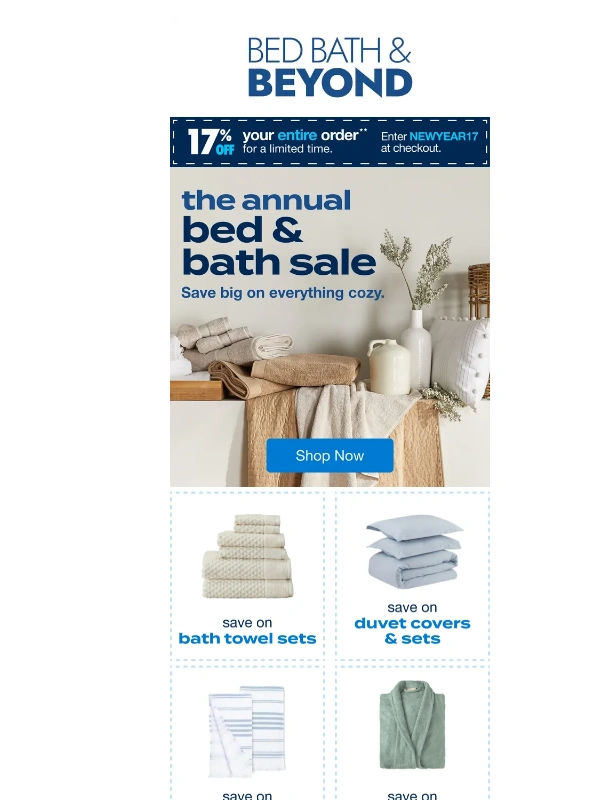 Bed Bath And Beyond - Get 17% Off Your Bed & Bath Refresh ??