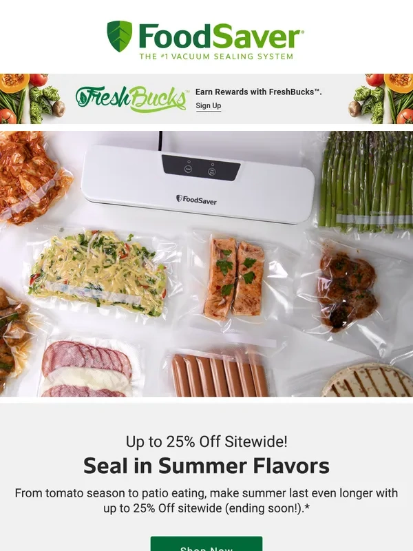 FoodSaver - ? Memorial Day Sale: Up to 25% Off Sitewide