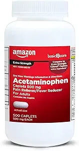 Select Accts: 500-Count Amazon Basic Care 500 mg Acetaminophen Tablets