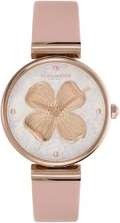 Olivia Burton Dogwood T-Bar Leather Strap Watch