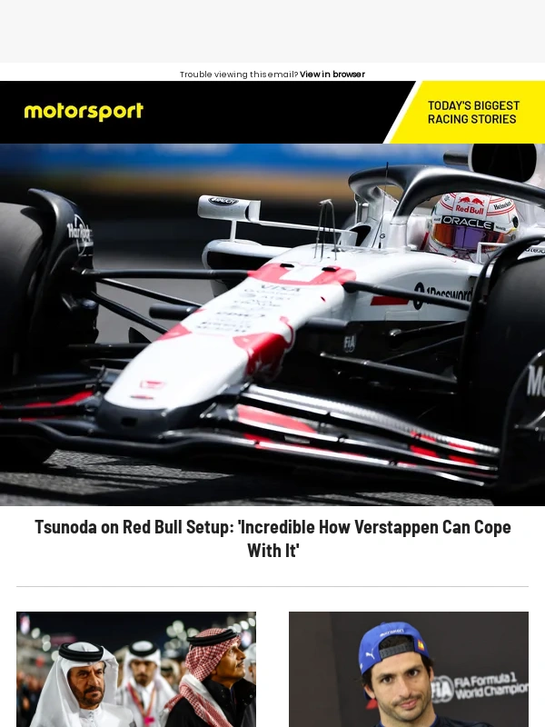 Motorsport - ? Tsunoda on Red Bull Setup: 'Incredible How Verstappen Can Cope With It'