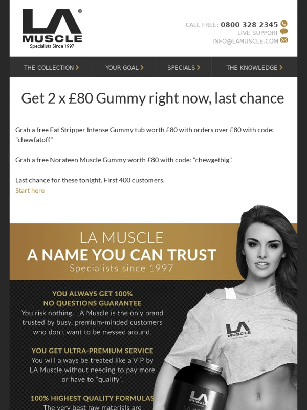 La Muscle - Last chance,free £80 gummy tubs