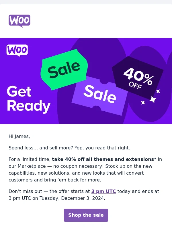 WooCommerce - Our BFCM sale starts today — save 40%!