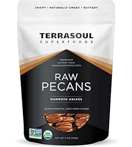 Terrasoul Superfoods Organic Pecans, 11 Oz (Pack of 2) - Mammoth Halves | Fresh | Raw